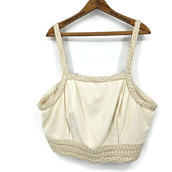 Pilcro Patchwork Cami Top Womens 2X Off White Crop Tank - Picture 3 of 8